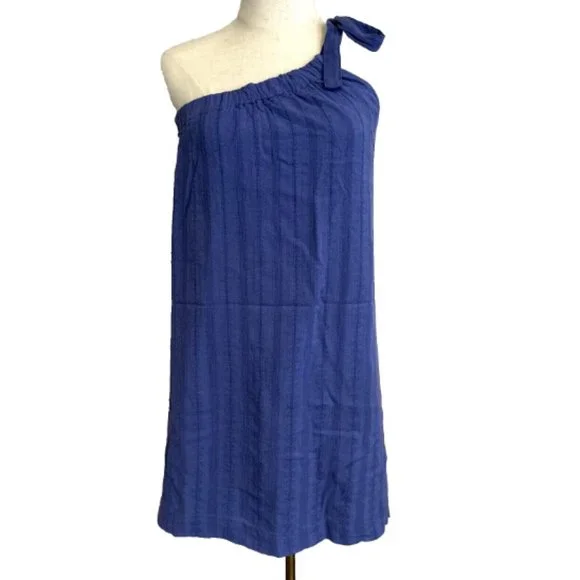 NEW Marine Layer XS Cassia Dress - Marlin One‎ Shoulder Lined Blue 100% Cotton - Picture 4 of 13
